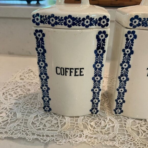 Matching Set 3 Tea Sugar Coffee Dek 1623 Ges Geschatzt Porcelain Canisters - Picture 2 of 11